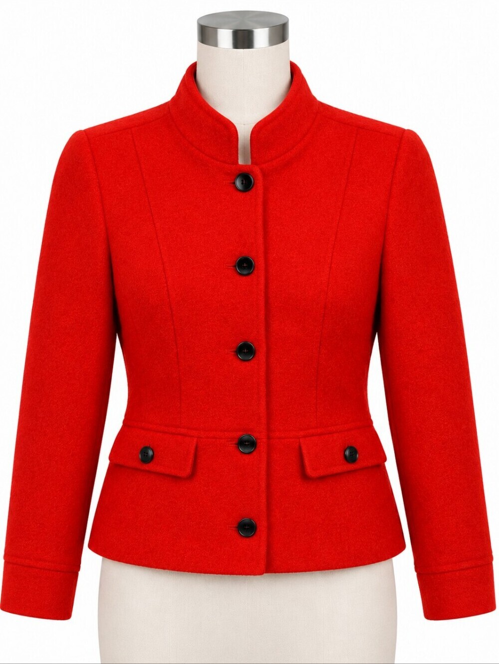 Talbots Red Boiled Wool Blend High Collar Blazer Jacket Sz 2 Career Event Office